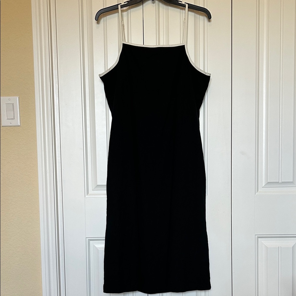 Ava & Viv Black Midi Dress with White Trim 1X
